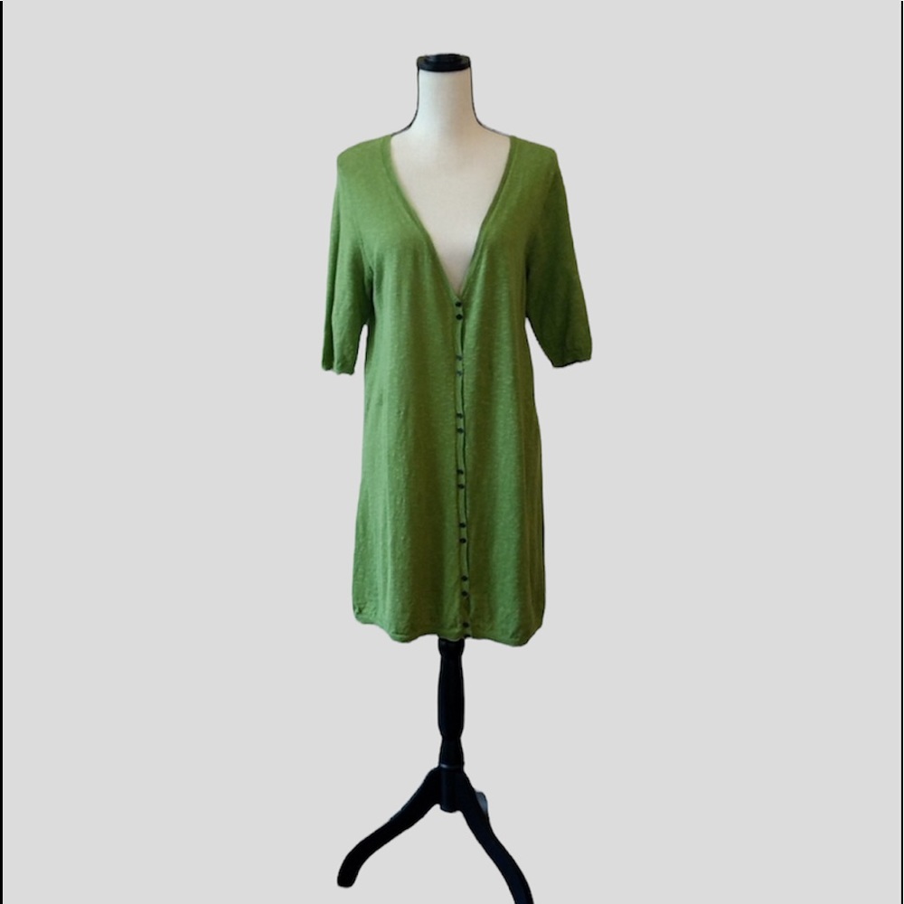 Eileen Fisher Short Sleeve Sweater Tunic Green sz M